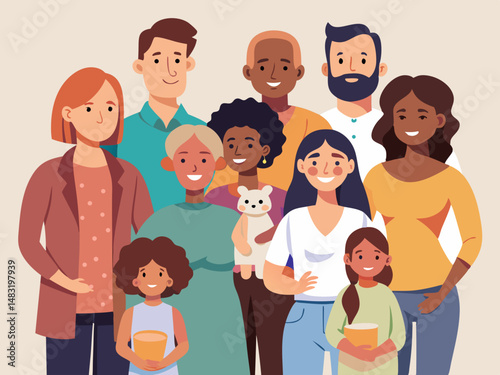 Diverse Group of Happy People Posing Together for a Portrait