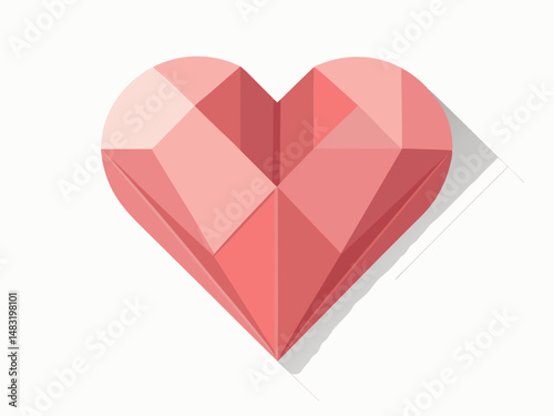 Abstract Pink Geometric Heart Shape Design Illustration