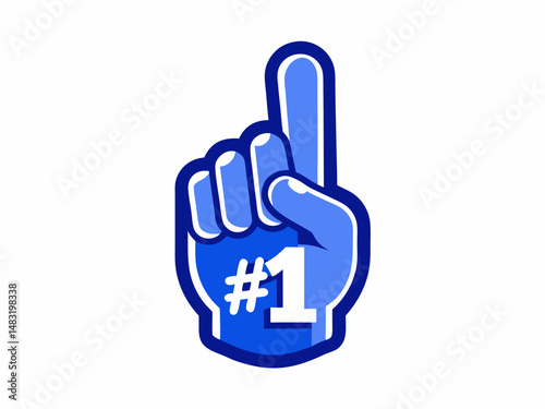 Number One Winning Hand Gesture Blue Foam Finger Illustration