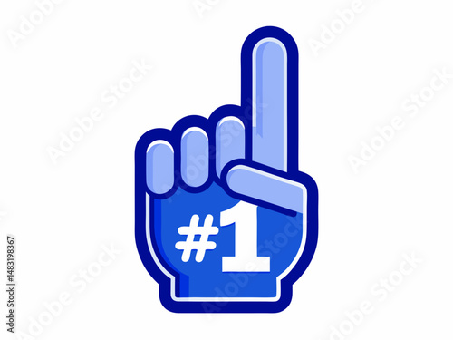 Cartoon Number One Foam Finger Illustration for Winning Team