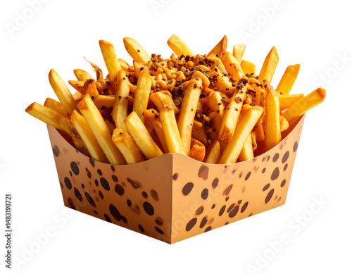 Crispy French Fries with Cheese Sauce in a Stylish Paper Tray