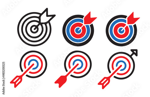 Set of success target icons.  outline icons related to success target board. Linear icon collection. Success target outline icons collection. Vector eps 10