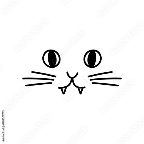 Cute cat face doodle. Vector illustration 