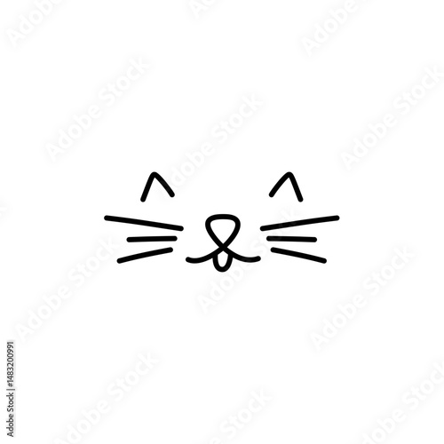 Cute cat face doodle. Vector illustration 