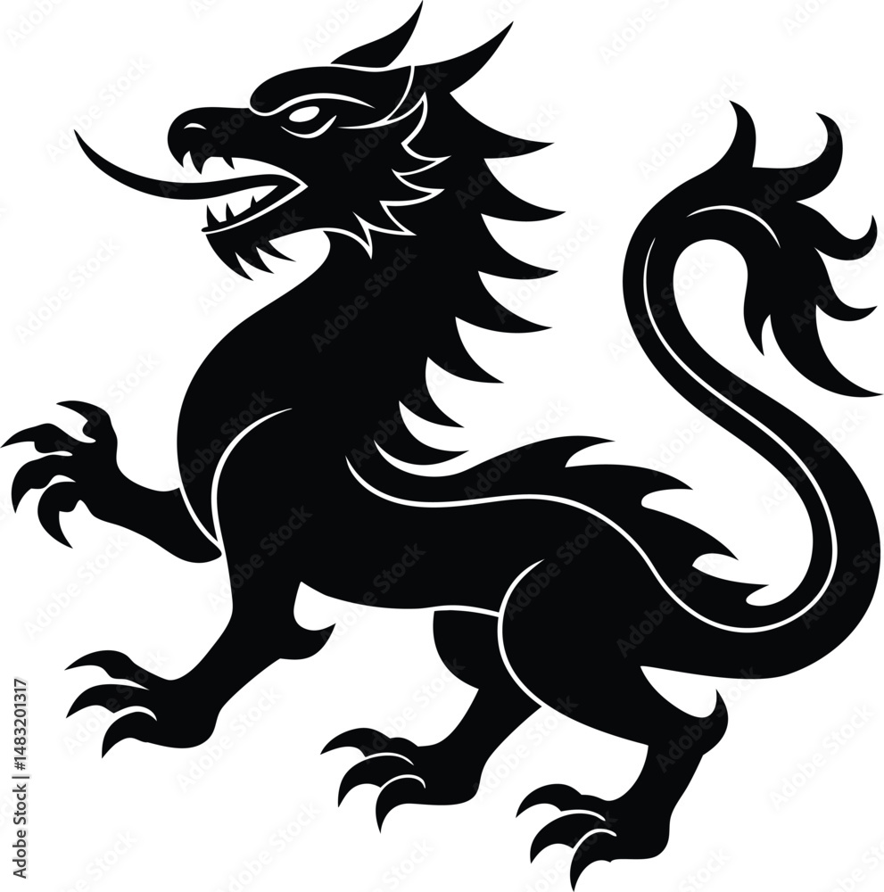 Obraz premium black and white dragon