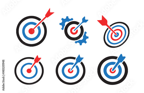 Set of success target icons.  outline icons related to success target board. Linear icon collection. Success target outline icons collection. Vector eps 10