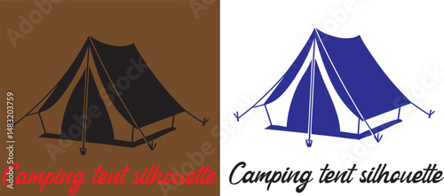 camping tent silhouette vector Illustration
