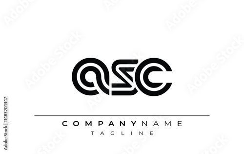 ASC Creative Unique Modern Letter Logo Design. Stylized logo featuring a unique letter design, presenting abstract minimalist aesthetics and modern appeal.