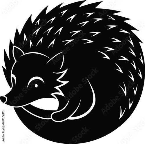 Hedgehog Silhouette In Curled Shape