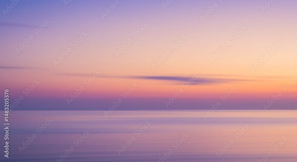 Fototapeta premium Serene Sunset Seascape Calm Ocean and Pastel Sky at Dawn or Dusk