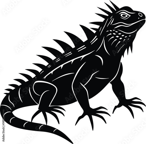 Iguana Silhouette With Spikes