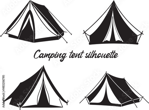 camping tent silhouette vector Illustration