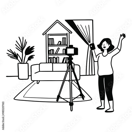 excited-vlogger-content-creator-influencer-recordi.eps