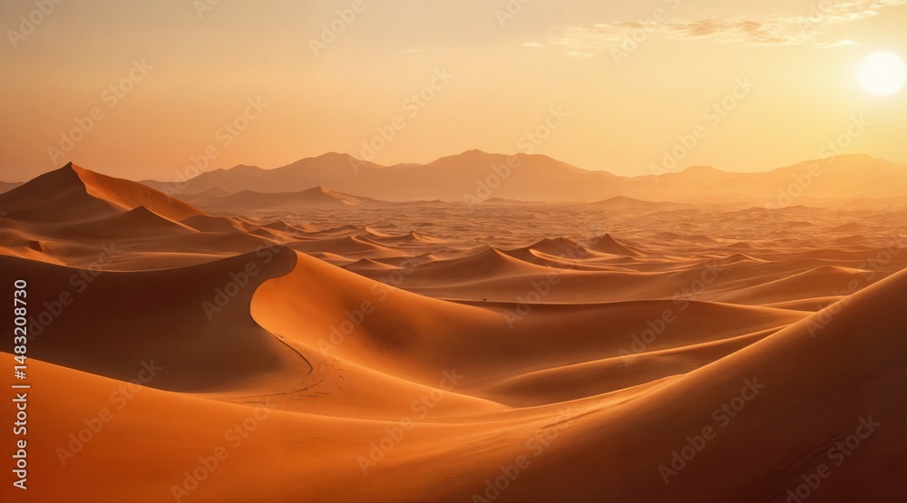 Fototapeta premium Wavy dune formations in warm light with artistic surface design