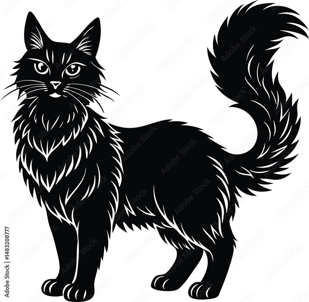 Maine Coon Cat Silhouette With Bushy Tail Maine Coon Cat Silhouette With Bushy Tail