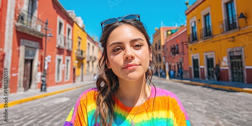 Gen z latina influencer in foreign city -