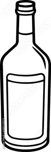 Wine bottle outline vector illustration line art