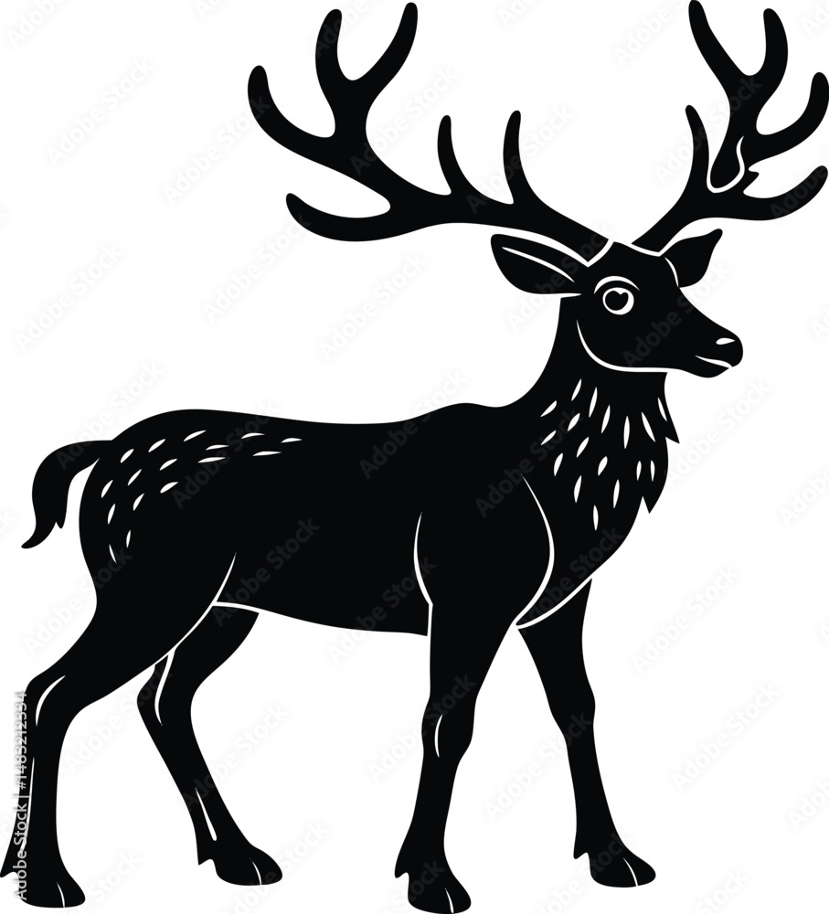 Fototapeta premium Reindeer Silhouette With Large Antlers