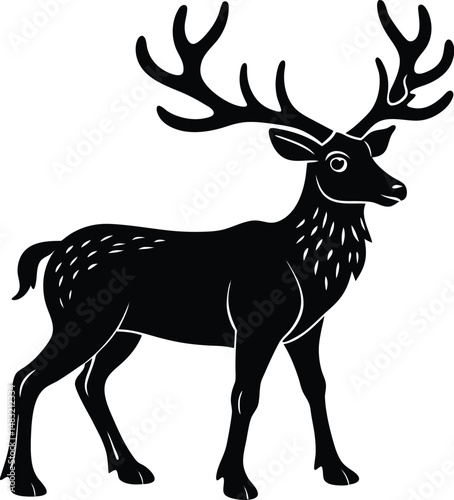 Reindeer Silhouette With Large Antlers