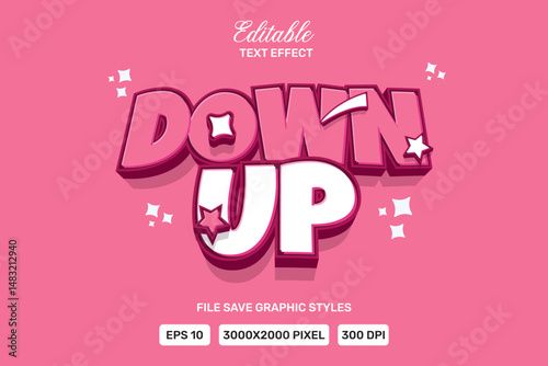 Editable down up text effects 3d template style premium vector.