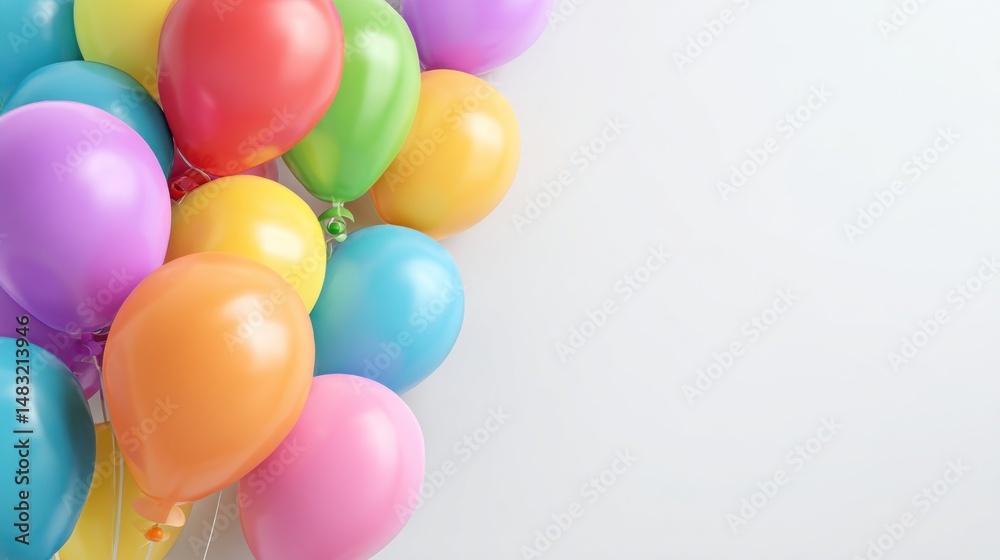 Colorful balloons clustered together on white background Colorful balloons clustered together on white background