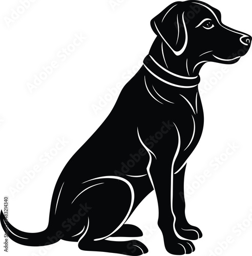 Silhouette Of A Sitting Labrador With Wagging Tail