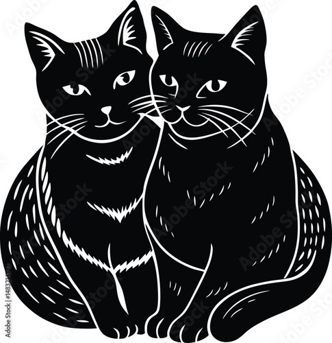 black and white cats