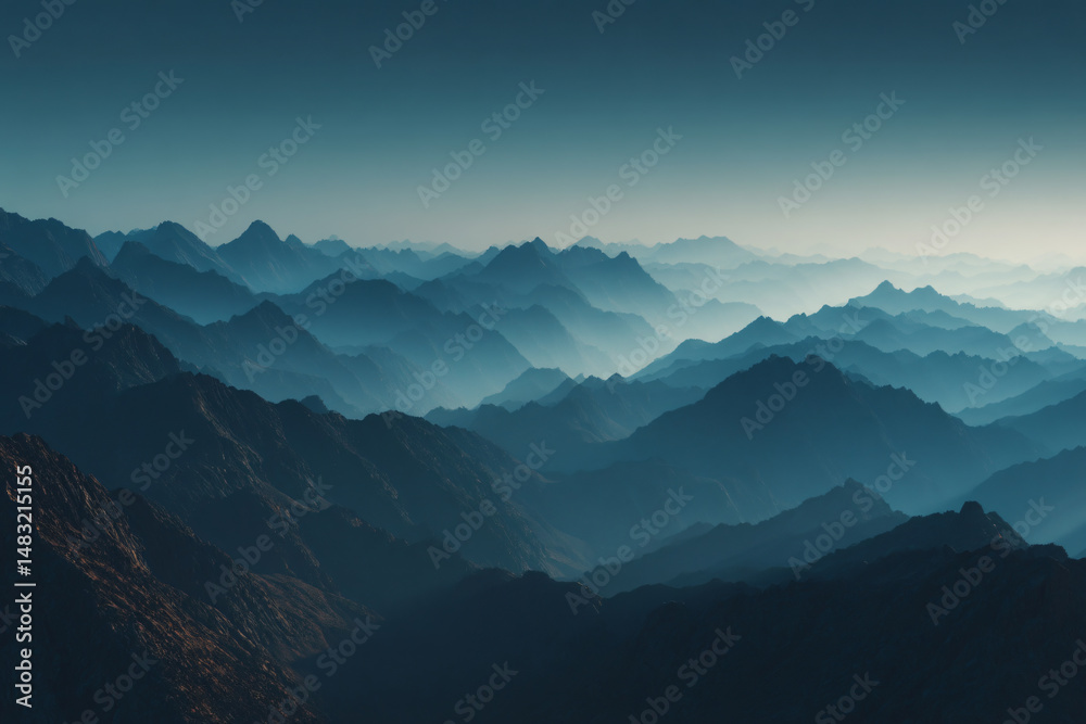 Fototapeta premium 015-049-Clouds-113-_mountain_range_stretching_endlessly_into_the_ho