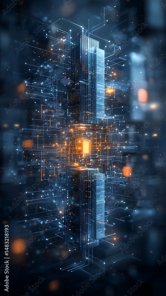 Fototapeta premium Futuristic city of interconnected technology