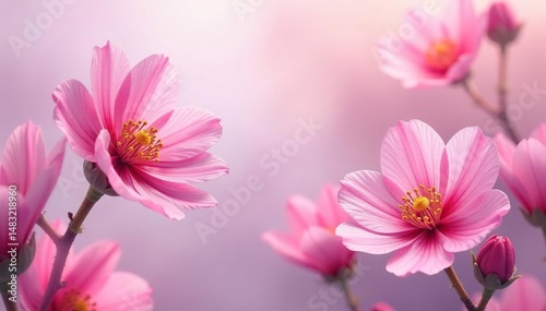 Delicate fuchsia flower pattern, soft pastel hues, background, wallpaper, flora