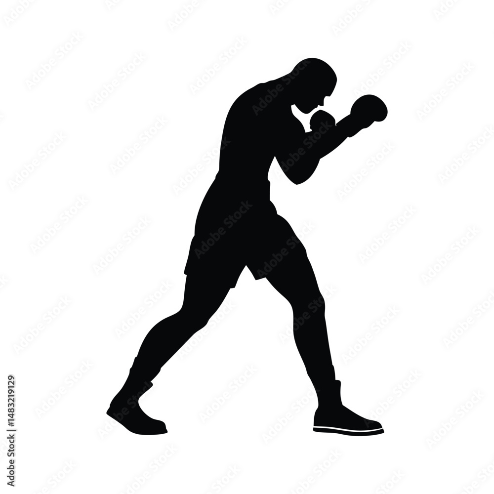 Naklejka premium Boxer Silhouette Power, Strength, and Combat in Every Stance