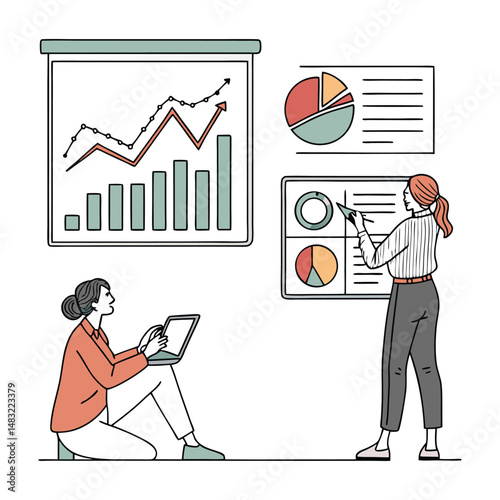 All images emphasize the use of charts, graphs, and other visual tools to interpret and present data.