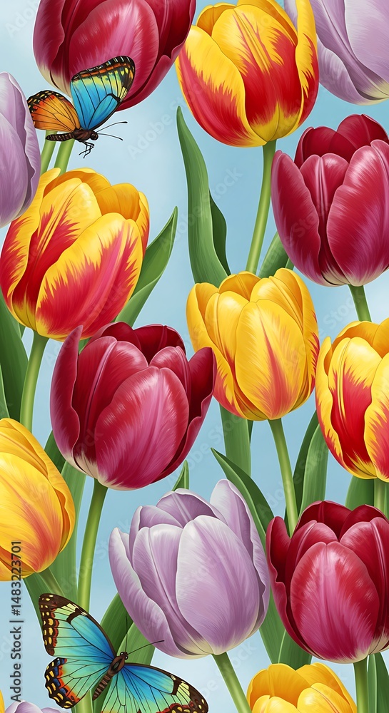 Fototapeta premium Tulip Symphony in Bloom AI Generated