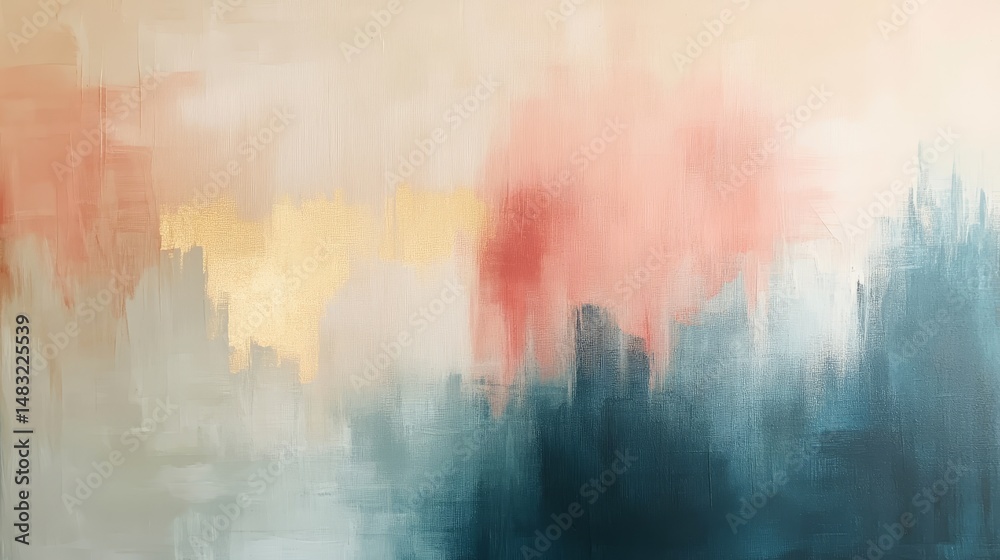 Obraz premium Abstract landscape painting with soft color transitions.