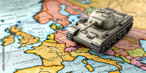 photo of tank on map of europe 