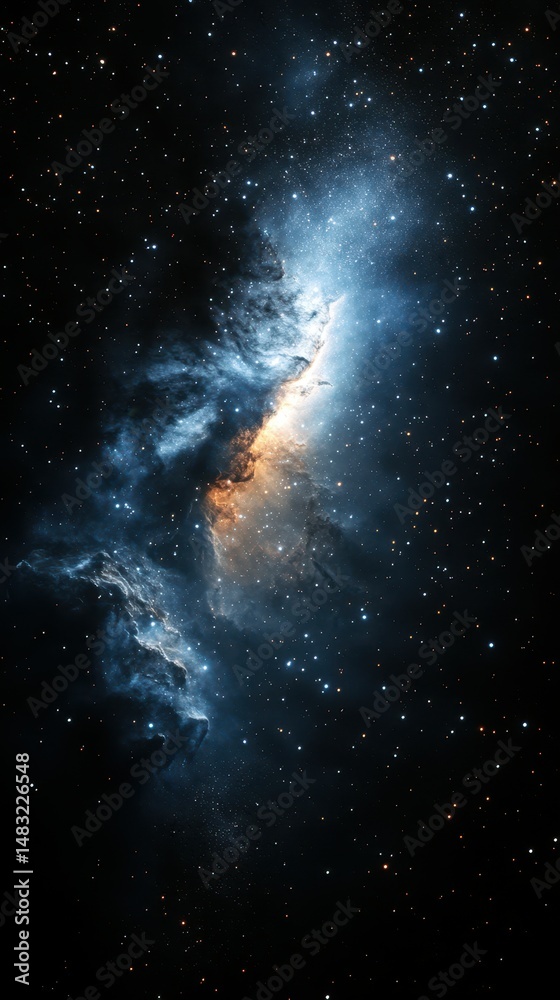 Fototapeta premium Celestial explosion of colors in deep space showcasing a stunning nebula surrounded by countless stars