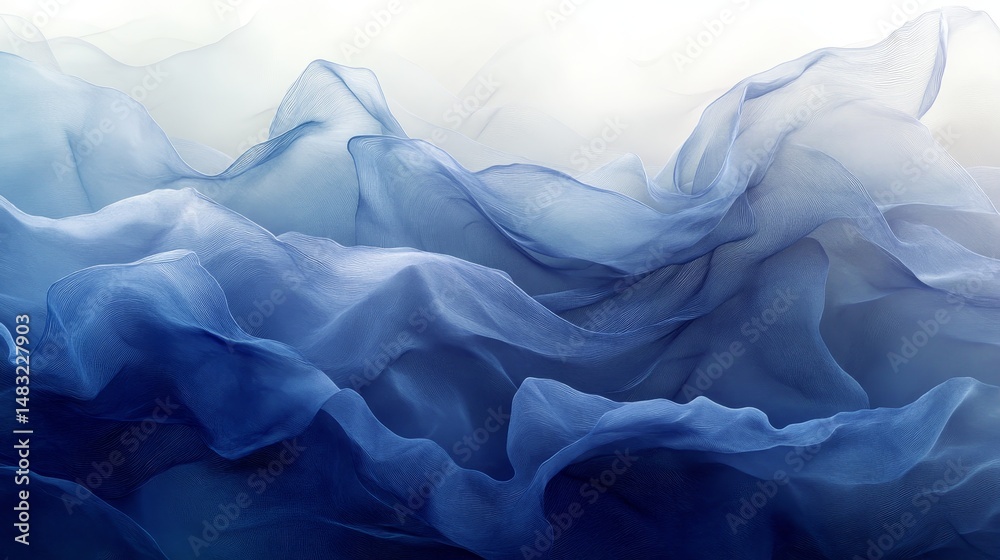 Obraz premium Graceful, flowing fabric in shades of blue.
