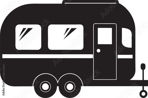 Set of Camping trailers silhouette on a white background