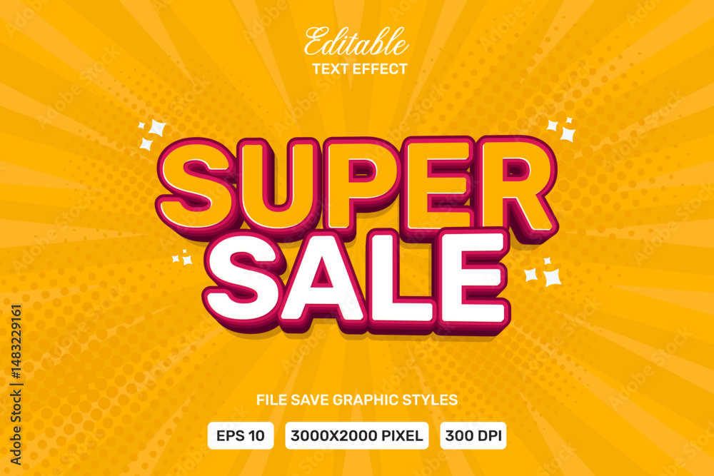 Fototapeta premium Editable text effect super sale template style premium vector