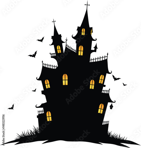 halloween castle vector illustration