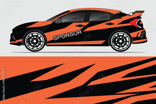 Sleek race car design with dynamic patterns and colors