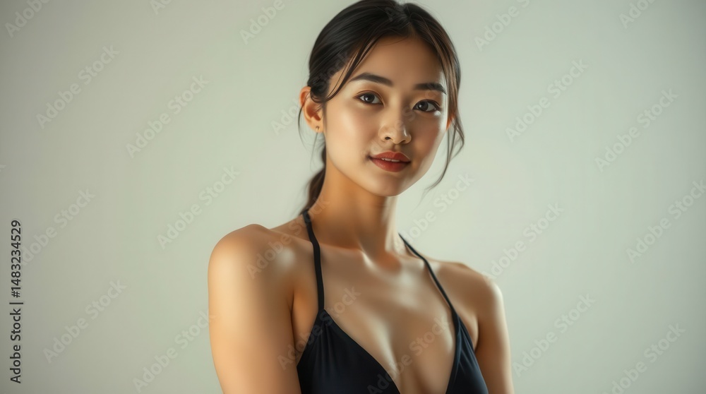 Beautiful Young Asian Woman in Black Bikini Beautiful Young Asian Woman in Black Bikini