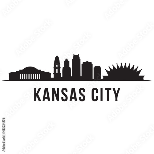 Kansas City skyline silhouette. Black Kansas City city design Vector black silhouette. with white background