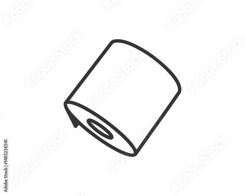 Simple line art illustration of a roll of paper.  Perfect for websites, apps, or presentations needing a clean, modern aesthetic.  Represents concepts of organization, freshness, or new beginnings.