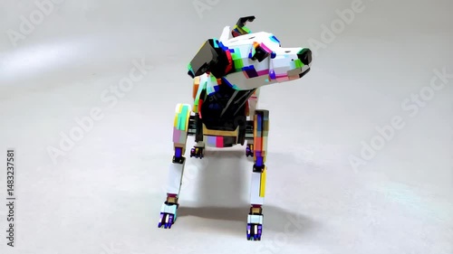 Futuristic Robotic Dog Standing on a White Surface Advanced Technology Innovation