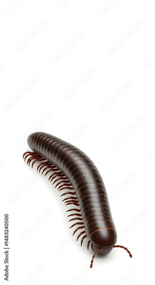 Obraz premium Dark millipede crawls on bright surface