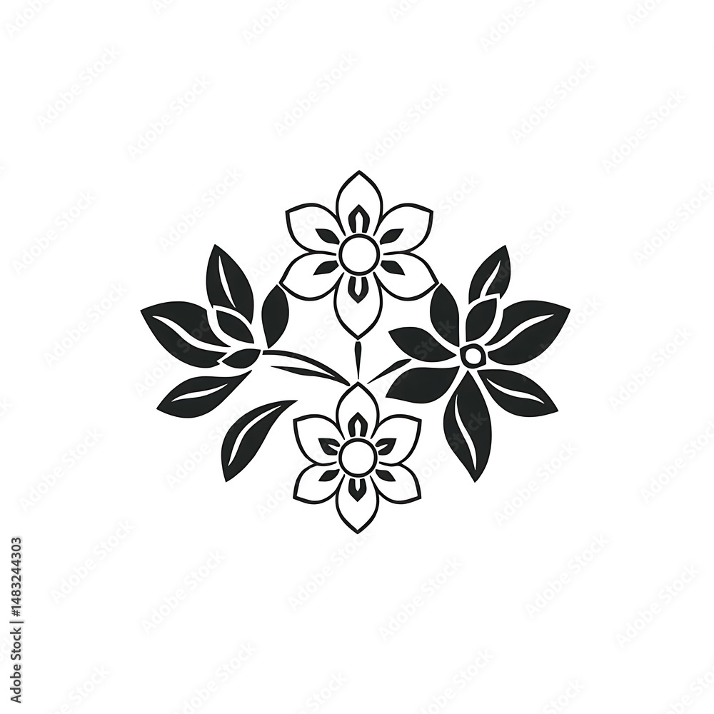 Naklejka premium black and white drawing of flowers