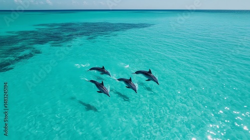 Wallpaper Mural Oceanic Dolphins Photo: Turquoise Waters Torontodigital.ca