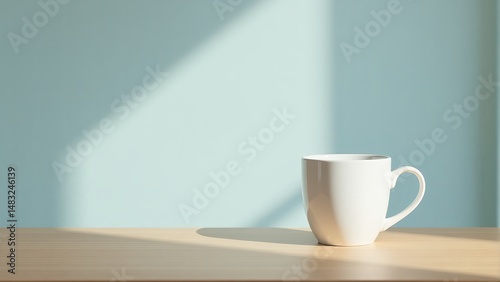 Wallpaper Mural White Coffee Mug On A Wood Table Torontodigital.ca