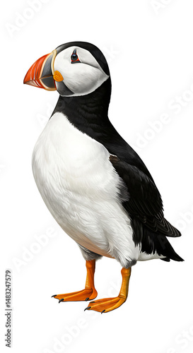 Distinguished puffin stands out from background